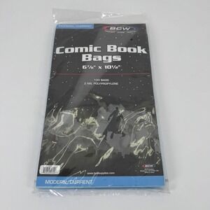 BCW Comic Book Bags Unisex 6-7/8" x 10-1/2" Clear Modern Current 100 Count Pack